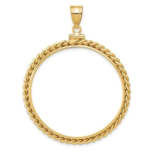1921-1947 Mexico Centenario 50 Pesos Screw Top Twisted Rope Coin Bezel 14k Gold - Picture 1 of 7