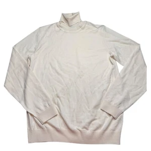 Boss Hugo Boss 100% Virgin Wool Rollneck Sweater Medium Cream Flawed - Imagen 1 de 7