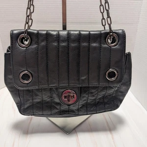 Elegant Claudia Ciuti Black Quilted Shoulder Bag with heavy silver chain - Picture 1 of 9