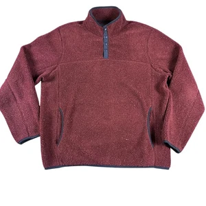 Suéter J Crew Para Hombres Grande Borgoña Nórdico Sherpa Polar Pullover a Presión AQ009 - Imagen 1 de 9