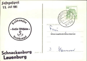 1981 Fahrgast-Post Raddampfer KAISER WILHELM Bordstempel Elbe-Schiff Schiffspost - Picture 1 of 2