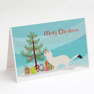 Paquete de 8 tarjetas de felicitación de Navidad de comadreja cola corta Stoat BB9239GCA7P Foto 1 de 3