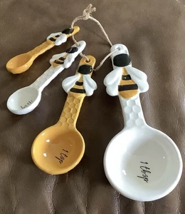 Honey Bee Ceramic Measuring Spoons 4 Pc Set (159ia) - Picture 1 of 5