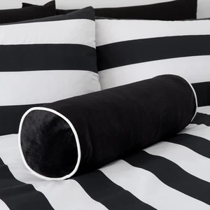 Style Sisters Velvet Bolster Cushion Soft Silky Bedroom Decor Black & White New - Picture 1 of 2