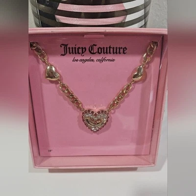 Juicy Couture Gold Fashion Necklace with Sparkling Heart Pendant - Image 1 of 3