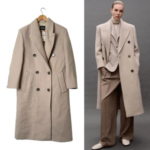 Mango Selection Structured Italian 100% Virgin Wool Coat Sz S Luxury Minimalist - Picture 1 of 23