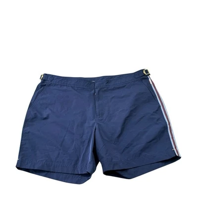 Мужские плавательные шорты Orlebar с коричневой синей сетчатой подкладкой с боковой пряжкой размер 38 - Изображение 1 из 4