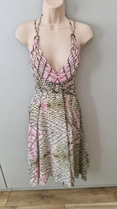 Splendido Abito Roberto Cavalli Vintage Stampa Leopardata Rosa Marrone IT40 - Foto 1 di 12