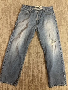 Levis 569 Jeans Herren 34x32 Blau Loose Straight Denim Distressed Löcher Verwaschen - Bild 1 von 8