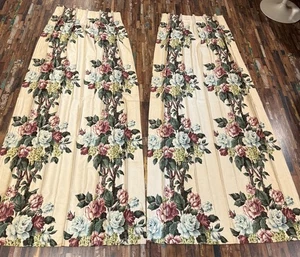 6 Paneles Vintage Años 50 Floral Pellizco Plisado Forrado Cortinas Tela 24" x 80" - Imagen 1 de 19