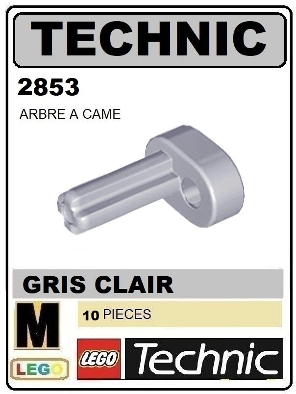 x10 LEGO TECHNICn, villebrequin de moteur - 2853 - GRIS CLAIR - Photo 1/1