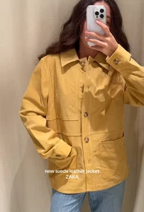 ZARA BNWT 2025. YELLOW SUEDE LEATHER OVERSHIRT JACKET LIMITED EDITION. 2521/900 - Picture 1 of 14