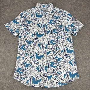 Original Penguin Button Up Shirt Floral Pocket Viscose Blue Mens Small S - Picture 1 of 13