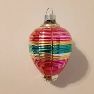 Vintage gerippte chinesische Laterne Bienenstock Glas Weihnachtsschmuck - USA von einem großen 3" - Bild 1 von 7