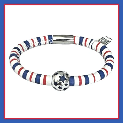 BRIGHTON RED WHITE BLUE WOODSTOCK Charm Bracelet with AMERICANA Bead NWT - Image 1 of 4