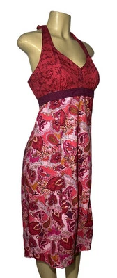 Athleta Halter Dress 10 Tall Pack Everywhere Pink Paisley Athleisure Sundress - Image 1 of 4