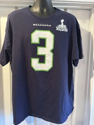 Seattle Seahawks Russell Wilson 3 Super Bowl 48 Men’s T-Shirt, XXL 2XL - Image 1 of 4
