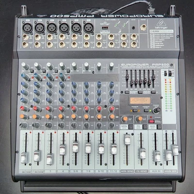 Behringer PMP500 Europower 12-Ch 500W Powered Mixer Klark Teknik FX FBQ EQ - Image 1 of 4
