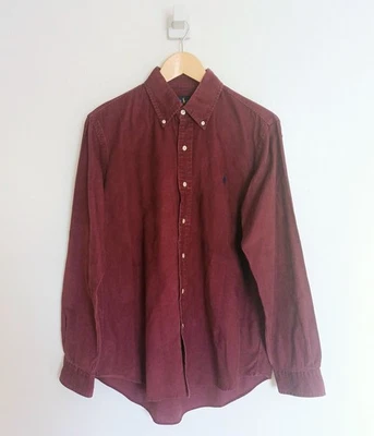 Ralph Lauren Shirt Size M Mens Burgundy Red Corduroy Needle Cord Longsleeve Logo - Image 1 of 4