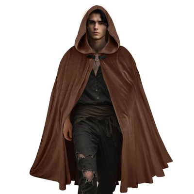 Capa con Capucha Terciopelo Medieval Adulto Hombres Capa Renacimiento con Capucha Halloween C... Foto 1 de 4