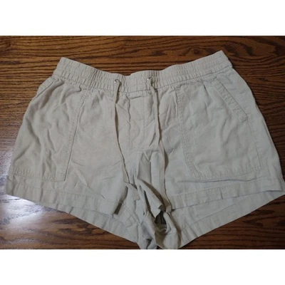 Pantalones Cortos Gap Verano Crema Grande Mezcla de Lino Cintura Elástica Informales Bolsillos Foto 1 de 4