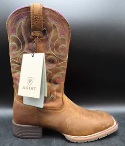 ARIAT Women's Hybrid Rancher Western Boots, Distressed Brown/Pink, Size 7 - Picture 1 of 10