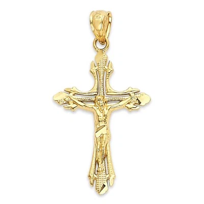 Colgante Cruz Oro Macizo en 10 o 14k, Colgante Crucifijo Joyería Religiosa Foto 1 de 4