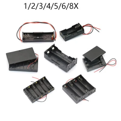 Battery Holders Case Box Slot AA With Switch/Cover/ DC Plug/Wire  1/2/3/4/5/6/8x - Image 1 of 4