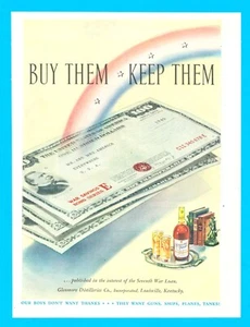 1945 WWII Buy War Bonds Glenmore whiskey print ad patriotic rainbow alcohol - Picture 1 of 3