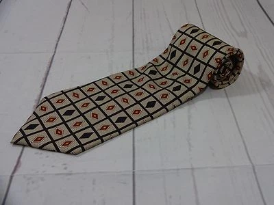 Corbata Stafford para hombre 100 % seda cuadrada geométrica dorada  Foto 1 de 4