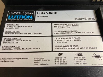 Lutron Grafik Eye Gp3-2774 M20 277 В-480 В 3 цепи - Изображение 1 из 4