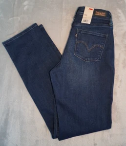 Levis 512 Jeans Womens 4 Straight Leg Slimming Dark Wash Denim 27x31 Tall - Picture 1 of 14
