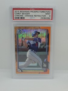 2015 Bowman Chrome Corey Seager RC #'d /25 Orange Refractor SSP PSA 9 Mint