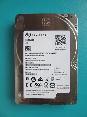 Seagate 4TB 14mm ST4000LM024 2AN17V-566 0001 2.5" HDD Jan 2019 Thailand TK WFG - Image 1 of 4