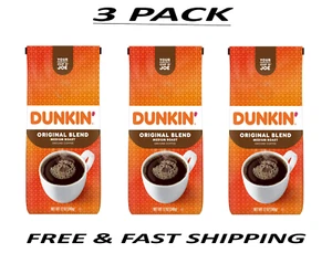 (3 PACK )Dunkin’ Original Blend Ground Coffee, Medium Roast, 12 Oz Bag - Picture 1 of 1