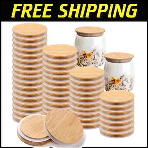 40 Pcs Bamboo Jar Lids for Oui Yogurt Jars - Airtight & Reusable Kitchen Covers - Picture 1 of 9