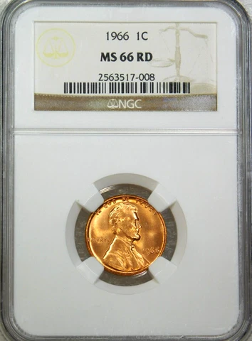 1966 P Lincoln Cent NGC MS66RD Business Strike Bright Red Great Luster PQ #C256A Cover