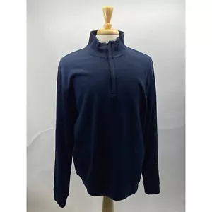 Cutter & Buck Mens Pullover Sweater Blue Mock Neck 1/2 Zip Long Sleeve L - Picture 1 of 8