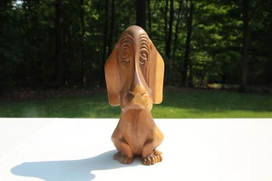 Vintage Carved Wooden SAD EYE BASSETT HOUND - VERY NICE - 8.5" TALL - Picture 1 of 4