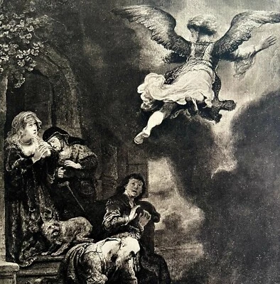 Rembrandt 1944 Angel Leaving Tobias Gravure Style Phaidon Print DWU10 - Image 1 of 2