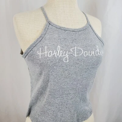 Винтажная женская майка Harley Davidson средний размер серая хлопковая смесь, двусторонняя США - Изображение 1 из 4