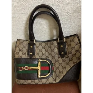 Gucci Horsebit Sherry Line Gg Pattern Tote Bag - Picture 1 of 7