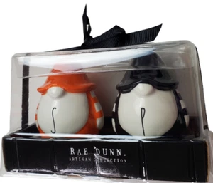 Rae Dunn Fall Halloween Gnome Salt And Pepper Shakers Orange And Black Set - Picture 1 of 9
