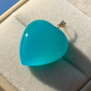 Natural Ice Amazonite Green Gemstone Necklace Pendant AAAA 25mm 18k pure gold - Picture 1 of 4