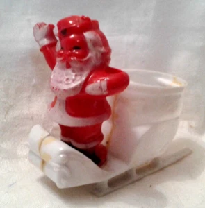 Vintage Hartplastik Weihnachtsmann & Schlitten Süßigkeiten Behälter-wie besehen - Bild 1 von 7