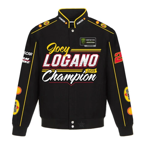 Nascar Cup Champion Joey Logano Pennzoil Shell  Cotton  Twill Jacket JH Design Cover