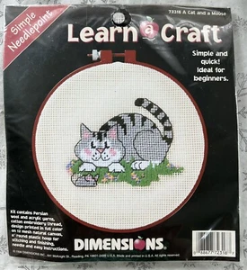 Dimensions Learn A Craft Beginner - A Cat and A Mouse Needlepoint Kit #72318 NEW - Picture 1 of 2