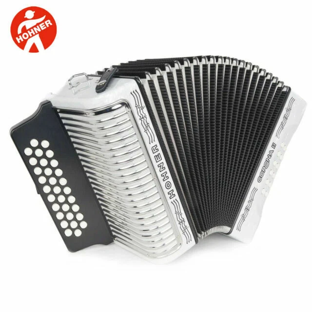 HOHNER Corona II G/C/F Diatonic Accordion - White (3500GW)