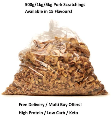 500g / 1KG Big Bag Traditional Pork Scratchings In 15 Flavours - Image 1 of 3