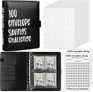 100 Envelopes Money Saving Challenge Binder, Easy and Fun Way to save $5,050, A5 - Picture 1 of 6